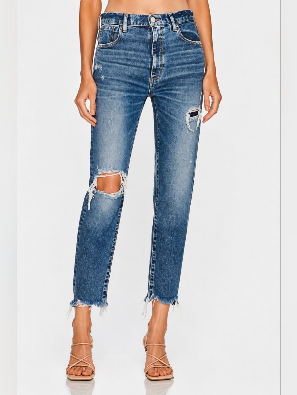 ❤️ MOUSSY VINTAGE HIGH RISE ADRIAN FRIEND STRAIGHT DISTRESSED JEANS, 12 (31)